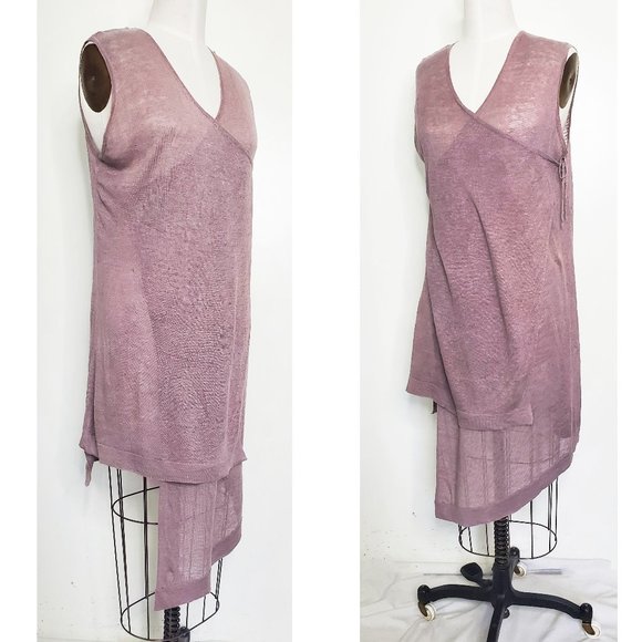 bryn Walker Tops - Bryn Walker Womens Lightweight 100% Linen Zen Vest Wrap Tunic Dress Top Mauve S